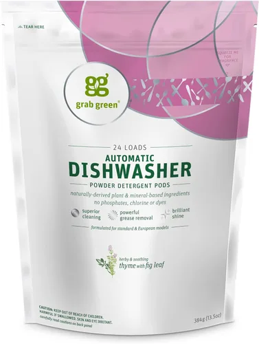 Vista 20 de Grab Green Cápsulas de detergente automático para lavavajillas, 24 unidades, aroma a hierba de limón mandarina, a base de plantas y minerales