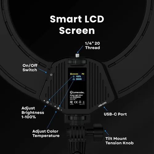 Vista 8 de Lume Cube Edge Lit - Anillo de luz de escritorio de 12 pulgadas, anillo de luz para transmisión, juegos y video, color y brillo totalmente