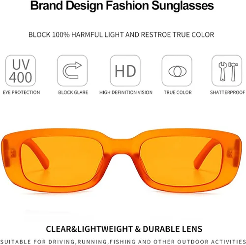 Vista 3 de Dollger Rectangle Sunglasses for Women Men Trendy Retro Fashion Sunglasses UV 400 Protection Square Fram