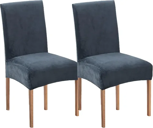 Vista 37 de Stretch Velvet Dining Chair Covers Soft Ultra Thick Seat Protector Removable Washable Slipcover for Bedroom and Dining Room Set of 2 Black (Black 2)