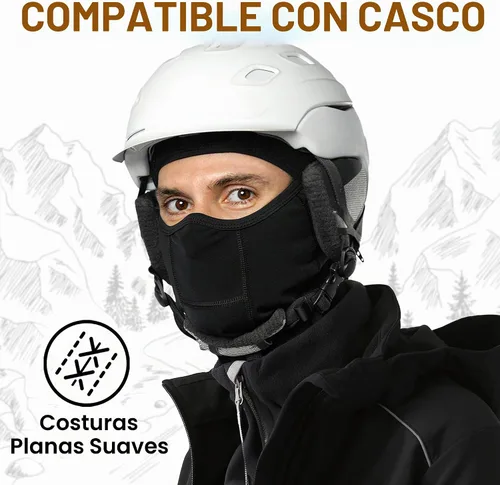 Vista 8 de GearTOP Máscara de esquí y pasamontañas para hombres y mujeres, cubierta facial cálida para esquí, snowboard, motocicleta Negro