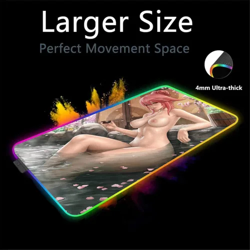 Vista 2 de Mouse Pads Anime Girl Sexy Butt XXL RGB Gaming Mouse Pad Computer Keyboard Mause Gamer Desk Mat LED Backlight Large Mousepad 24 inch x12 inch