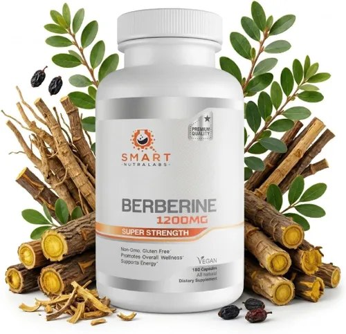 Vista 7 de Smart Nutra Labs Suplemento Premium de HCL de Berberina 1200mg - 180 Cápsulas Veganas, 100% Berberina Pura - Sin OMG, Sin Gluten