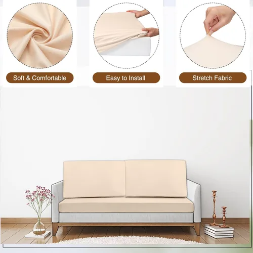 Vista 5 de Newwiee 8 fundas elásticas de cojín para patio al aire libre, repuesto para 4 respaldos y 4 fundas de cojines de patio, funda impermeable para sofá