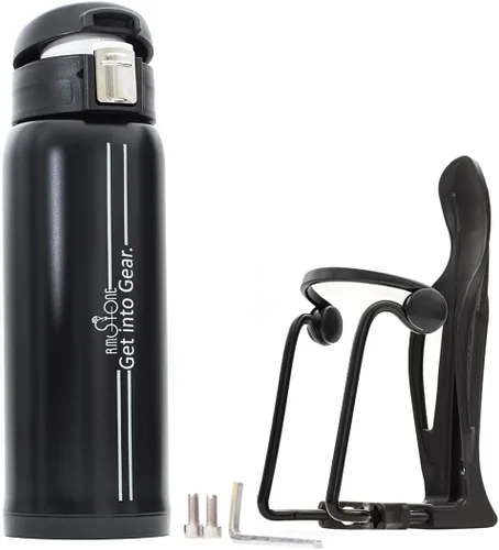 Portabotellas de bicicleta Pro Set con termo Bike Bottle or Exrta Set con soporte de jaula adicional, sin tornillos. Jaula perfecta, ajustable y