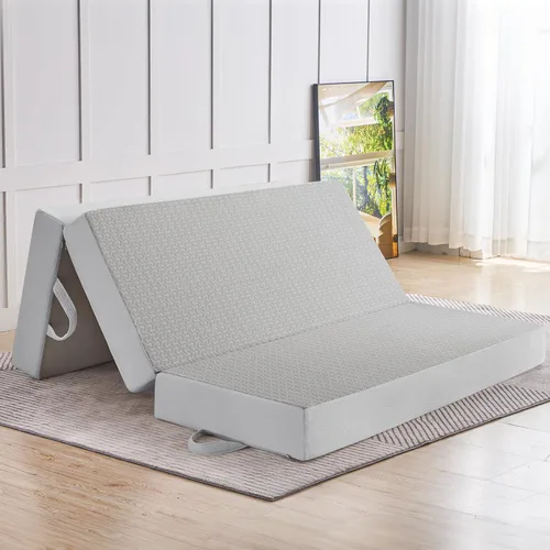 Vista 20 de Colchón plegable tamaño individual, de espuma viscoelástica de 6 pulgadas, triple pliegue, colchón portátil con funda lavable, colchón plegable