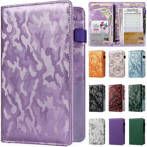 Vista 16 de EcoVision Libro de Servidor para Mesera, Organizador de Cuero para Mesero con Bolsillo con Cremallera, Libreta para Personal de Restaurante