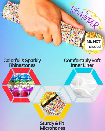 Vista 3 de Colorido cristal micrófono mango cubierta para micrófono inalámbrico universal y SM58, Beta 58A, brillo de mano inalámbrico brillante en tours