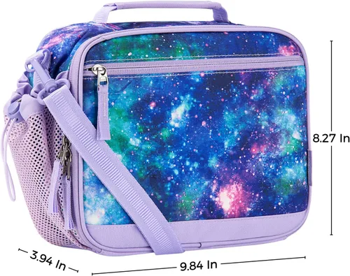 Vista 2 de Choco Mocha Lonchera Galaxy para Niños Lonchera para Niñas Loncheras para la Escuela Bolsa de Almuerzo paquetes de hielo con Correa para el Hombro