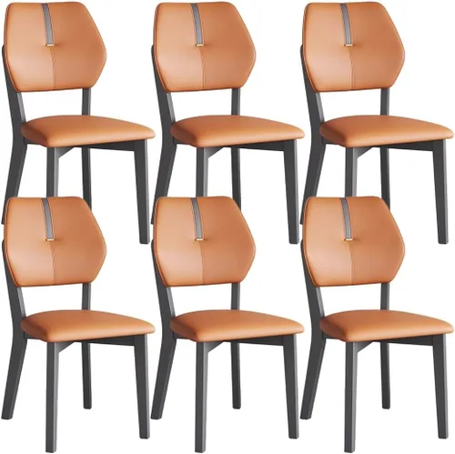 Vista 10 de YVYKFZD Solid Wood Dining Chairs Set, Leather Dining Room Chair, Armless Kitchen Chairs with Back, Upholstered Living Room Chair, for Bedroom Dark