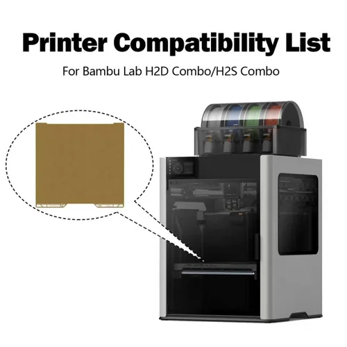 Vista 6 de HzdaDeve Hoja PEI de 355X346.5MM para Placa de Construcción Lab H2D/H2S, Cama de Impresión Texturizada de Doble Cara, Plataforma de Acero de Resorte