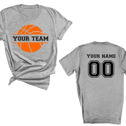 Vista 2 de Personalized Handmade Custom Basketball Team Shirt – Double-Sided Custom Name & Number with Basketball Logo, Custom Sports Tee