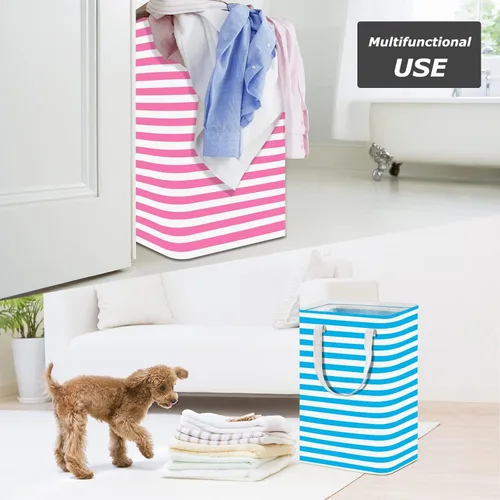Vista 6 de Paquete de 4 cestas grandes de lavandería de 75 litros, impermeable, plegable, con asas extendidas, organización de ropa para ropa en el dormitorio