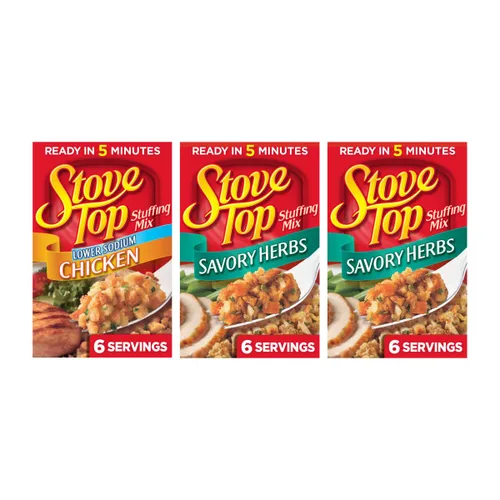 Vista 14 de Stove Top Mezcla de relleno de pollo baja en sodio, 6 onzas Versátil básico de despensa, sirve como guarnición o úsalo como ingrediente, 6