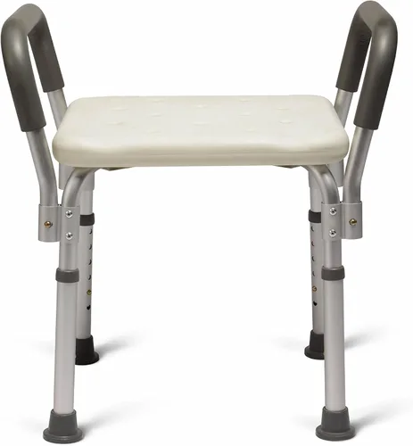 Medline - Asiento de ducha con respaldo para baño con reposabrazos acolchados, ideal para bañeras, soporte robusto de hasta 350 libras, cómodo y