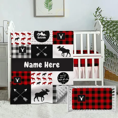 Vista 12 de Juego de ropa de cama personalizado para cuna para niñas bebés, juego personalizado para niño con nombre, ropa de cama de bebé con lindo panda
