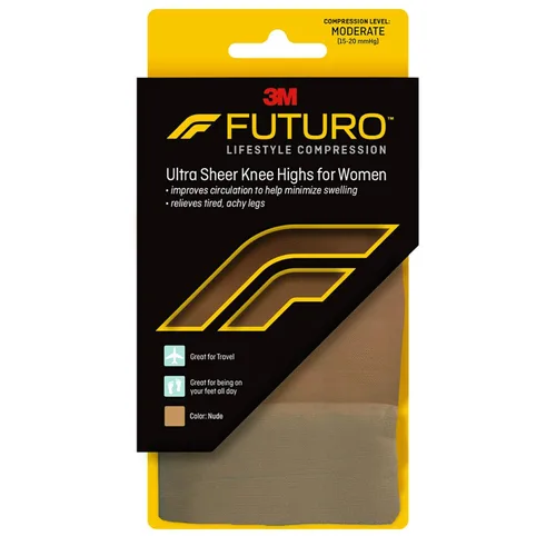Futuro - 71060EN Rodilleras altas para mujeres compresión moderada 0591-0787inHg ayuda a mejorar la circulación para ayudar a reducir la hinchazón