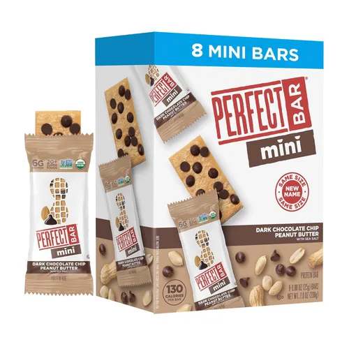 Vista 10 de Perfect Bar Mini barra de proteína de mantequilla de maní cubierta de chocolate sin gluten, 6 unidades, 1.05 onzas