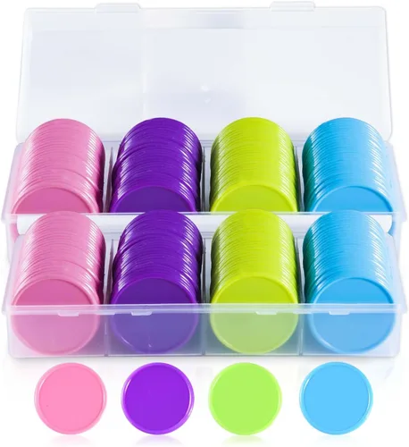 Vista 7 de SenseYo 100 fichas de póquer de 1.45 pulgadas con caja de almacenamiento para niños, conteo de matemáticas, juego de cartas