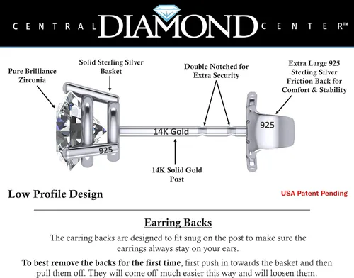Vista 2 de Aretes NANA de poste de oro y plata, con cristales Swarovski de circonia cúbica de brillo puro de 1.5 a 4 quilates en engaste de 3 garras