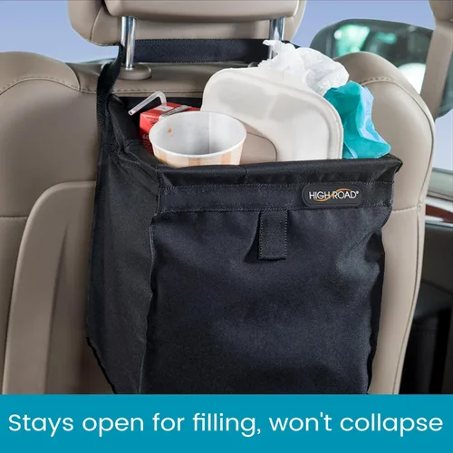 Vista 8 de High Road TrashStash - Bolsa de basura colgante para automóvil con tapa de cierre a presión y contenedor impermeable para respaldos de asiento