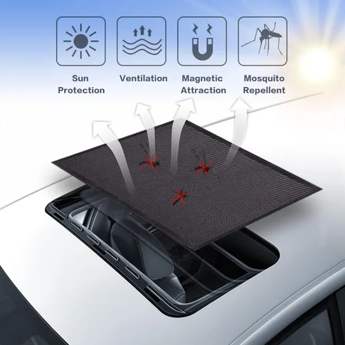Vista 4 de VARGTR Parasol magnético de malla para techo de coche, red magnética de protección solar, cubierta de techo de coche, pantalla magnética de techo