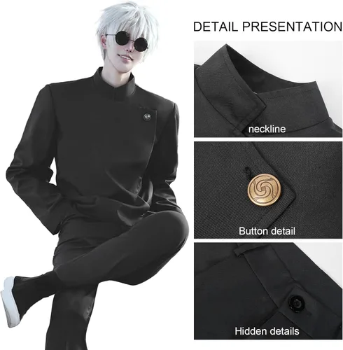 Vista 2 de Teilwenl Disfraz de Gojo Satoru de High School para hombre, disfraz de cosplay de Jujutsu Kaisen
