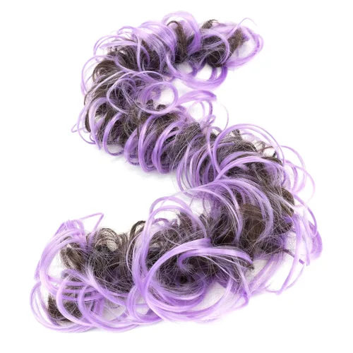 Vista 12 de IMISSU Extensión de cabello rizado y desordenado de gran tamaño, banda elástica para el cabello, dona, recogida y chignon, para mujeres y niñas