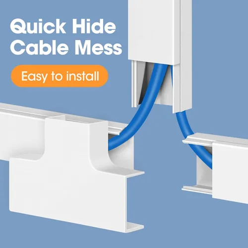 Vista 4 de Kit de ocultador de cable de 1000 pulgadas, cubiertas de cable para cables en la pared, canaleta de cables pintable, protector de cable para montaje