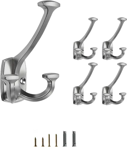 Vista 14 de Ganchos de Bronce Champán Grandes Montados en la Pared, Decorativos, de Acabado Sólido, de Doble Cara, Resistente, para Colgar Abrigos, Batas