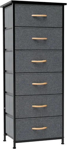 Vista 17 de Crestlive Products Cómoda para dormitorio con 6 cajones, cajonera alta, cómodas blancas muebles de dormitorio, unidad organizadora de almacenamiento