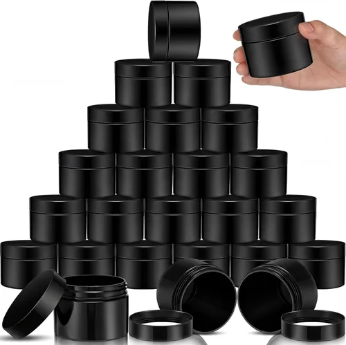 Vista 16 de SATINIOR 24 frascos de plástico transparente vacíos con tapas, recipientes de almacenamiento redondos de boca ancha para productos de belleza, crema