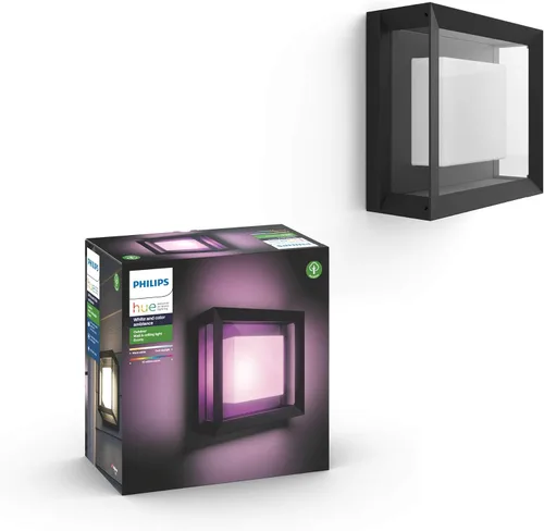 Vista 12 de Philips Hue Econic Up - Lámpara de pared inteligente para exteriores, negra - Bombilla LED de cambio de color E26 blanco y ambiente de color - 1