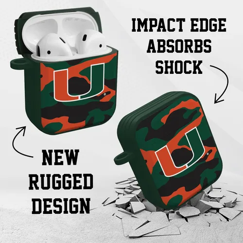 Vista 4 de AFFINITY BANDS Miami Hurricanes Camo HDX - Funda compatible con Apple AirPods Generaciones 1 y 2