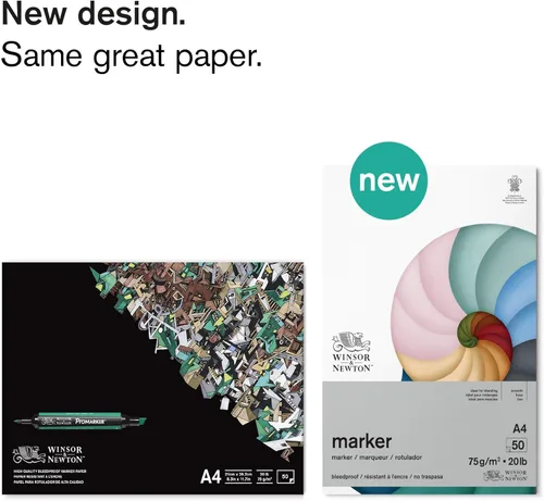 Vista 3 de Winsor & Newton, Papel marcador, a prueba de sangrado, A4, 50 hojas, blanco, 20 libras