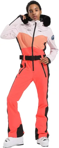 Vista 93 de GSOU SNOW Traje de esquí para mujer, traje de nieve de una pieza, para snowboard, delgado, aislante, impermeable, resistente al viento