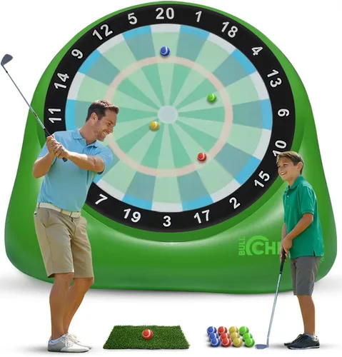 Swooc Games® - Bull Chipper™ | Giant Golf Darts with 10+ Golf Games | Backyard Game with Air Pump | Yard Game for Adults | Giant Outdoor Fun for