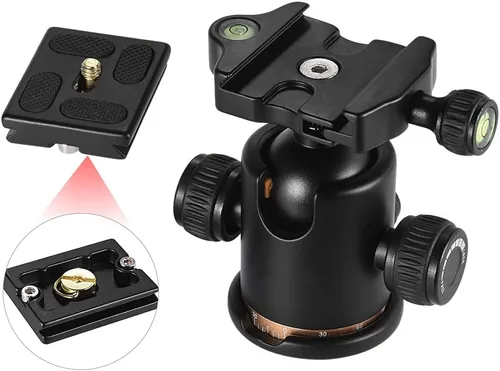 Vista 8 de Andoer cabezal de trípode, con rotación de 360 grados. Trípode para cámara con placa de liberación rápida y cabeza de bola, carga máxima de 8 kg