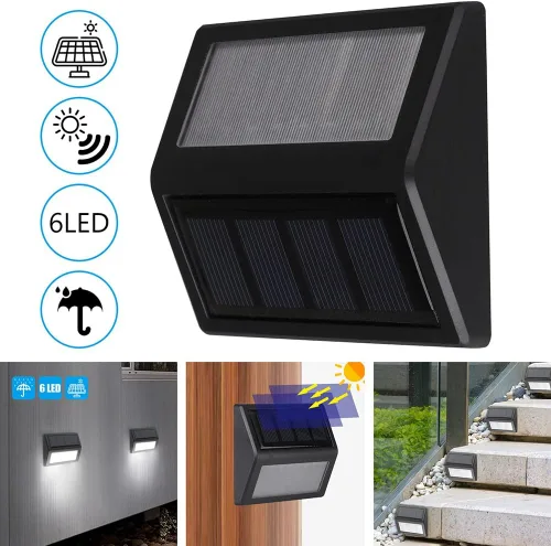 Vista 3 de Luces Solares para Exteriores, Impermeables, Luces de Escalón para Terraza con Energía Solar para Patio Jardín Traspatio Garaje Entrada Sendero