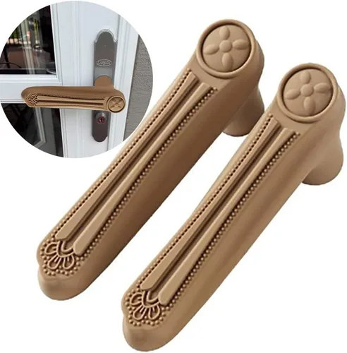 Protector de manija de puerta marrón, seguridad para bebés, anticolisión, antiestática, manija de puerta, cubierta protectora de silicona para