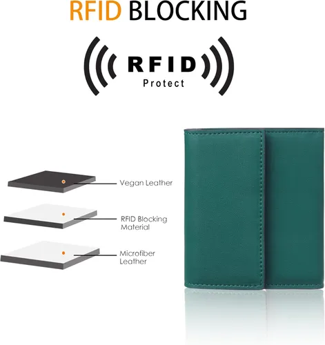 Vista 3 de TRAVELAMBO RFID Blocking Small Mini Compact Wallet Coin Pouch Holder Trifold Credit Card Holder Pocket Purse for Women