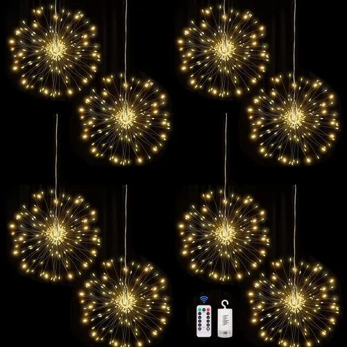 Vista 10 de FOOING - 6 paquetes de luces LED de fuegos artificiales de alambre de cobre, tira de luces con 8 modos, luces de guirnalda operadas por batería