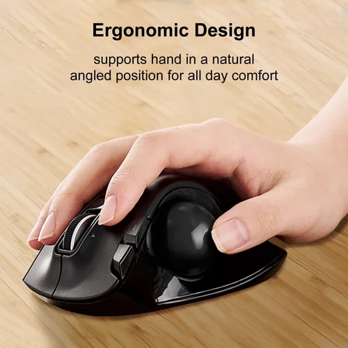 Vista 2 de ELECOM EX-G Ratón de Trackball, inalámbrico de 2.4 GHz, control de pulgar, diseño ergonómico esculpido, función de 6 botones con seguimiento suave
