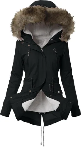 SNKSDGM Abrigo de invierno para mujer, cálido, con forro de piel sintética, militar, acolchado, con capucha, forro polar grueso, parkas, abrigos