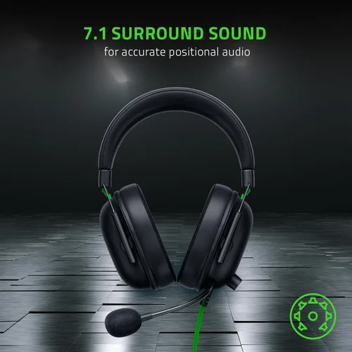 Vista 7 de Razer BlackShark V2 X Auriculares con cable para juegos con sonido envolvente 7.1, controladores de 1.969 in, micrófono con cancelación de ruido