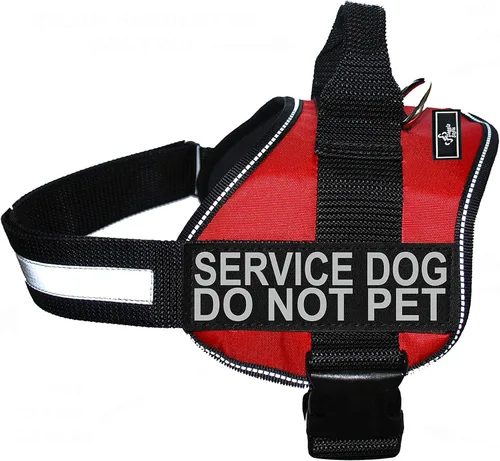 Doggie Stylz El chaleco de arnés para perro de servicio viene con 2 parches reflectantes extraíbles para perros de servicio, no mascotas; mide al