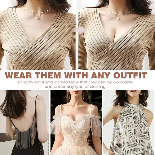 Vista 6 de Fiviow Push Up Sticky Bra for Women, 2 Pairs Reusable Invisible Bra Backless Strapless Bra Adhesive Bra