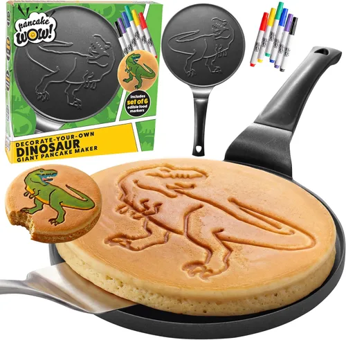 Sartén para panqueques gigante, dinosaurio, haz panqueques gigantes de 10 pulgadas para el desayuno de los niños | Decorate & Color - Easy Use