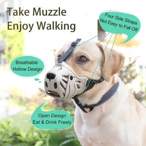 Vista 3 de Petyouyou - Bozal para perro grande para dejar de morder la boca, hornear, comer rocas para cachorros de tamaño mediano, extrapequeño, raza pastor