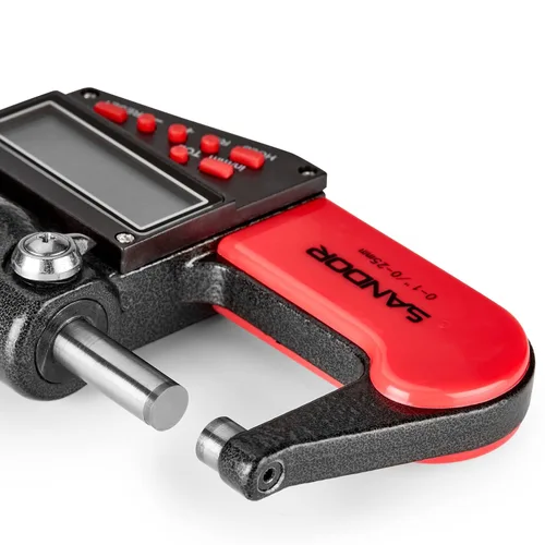 Vista 2 de Micrómetro exterior digital profesional con punta de carburo 0-1"/0-25mm Rango de medición - 0.00005" / 0.001mm Precisión con tope de trinquete